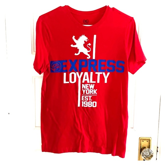 Express men’s small red graphic lion print t shirt Y2K mall prep - Picture 1 of 3